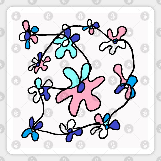 flowers, one line drawing, pattern Magnet by zzzozzo